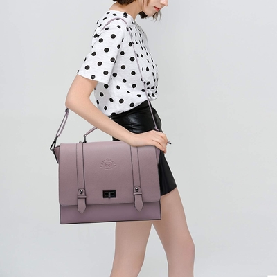 Un portefeuille de 17 pouces pour ordinateur portable pour femme, pourpre vintage Saffiano en cuir écologique, multi-compartiment, capacité de poids de 3 livres