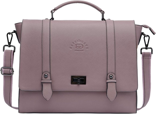 Un portefeuille de 17 pouces pour ordinateur portable pour femme, pourpre vintage Saffiano en cuir écologique, multi-compartiment, capacité de poids de 3 livres