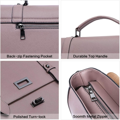 Un portefeuille de 17 pouces pour ordinateur portable pour femme, pourpre vintage Saffiano en cuir écologique, multi-compartiment, capacité de poids de 3 livres