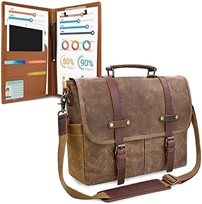 Le sac de messager est imperméable à l'eau, vintage, en cuir authentique, en toile de cire.
