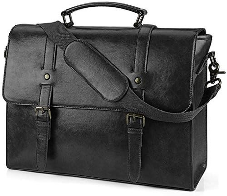 VINTAGE 15.6 pouces imperméable en cuir ordinateur portable briefcase gros sac à main sac à main rétro bureau collège