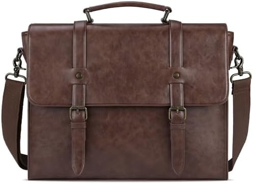 VINTAGE 15.6 pouces imperméable en cuir ordinateur portable briefcase gros sac à main sac à main rétro bureau collège