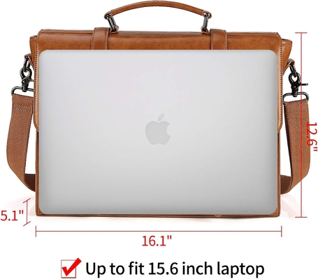 VINTAGE 15.6 pouces imperméable en cuir ordinateur portable briefcase gros sac à main sac à main rétro bureau collège