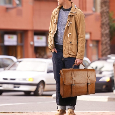 VINTAGE 15.6 pouces imperméable en cuir ordinateur portable briefcase gros sac à main sac à main rétro bureau collège