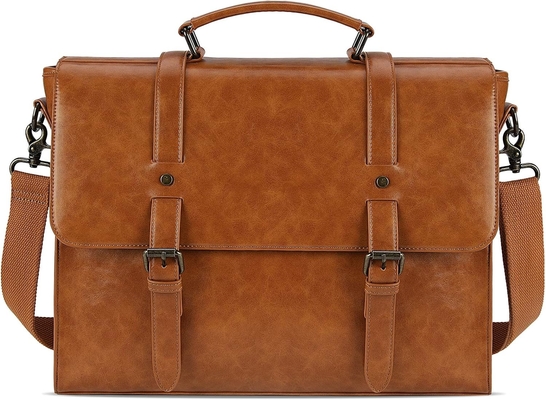 VINTAGE 15.6 pouces imperméable en cuir ordinateur portable briefcase gros sac à main sac à main rétro bureau collège