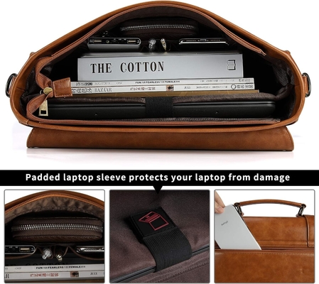 VINTAGE 15.6 pouces imperméable en cuir ordinateur portable briefcase gros sac à main sac à main rétro bureau collège