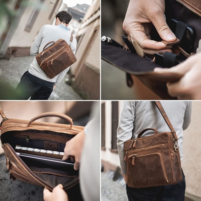 Sac portable San Francisco 17 pouces Je sac à main en cuir pour ordinateur Je porte-documents pour bureau,