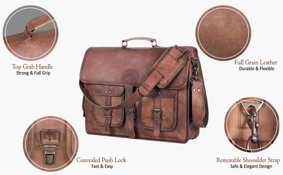 18 pouces de cuir boîtier ordinateur portable sac messager meilleur ordinateur sac à main sacs faits à la main pour hommes et femmes