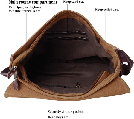 VINTAGE CANVAS sac à main sac de messager pour hommes femmes sac à main de voyage 13,5 &quot; sac portable sac à main