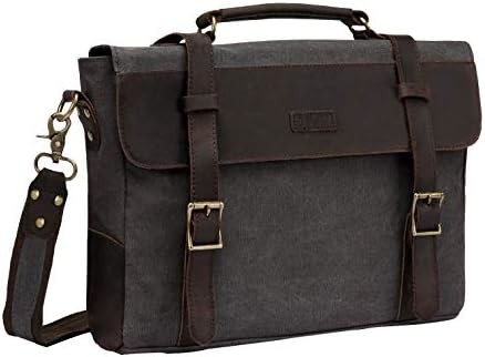 Sac de messagerie pour homme,Vintage toile de cuir toile d'ordinateur portable sac à main sac d'affaires.