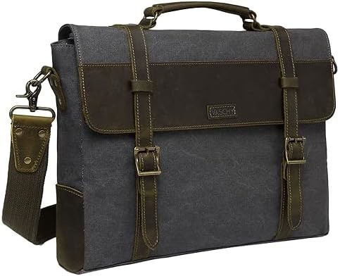 Sac de messagerie pour homme,Vintage toile de cuir toile d'ordinateur portable sac à main sac d'affaires.