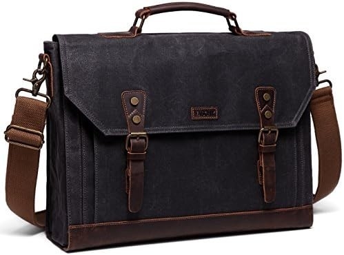 Sac de messagerie pour homme,Vintage toile de cuir toile d'ordinateur portable sac à main sac d'affaires.