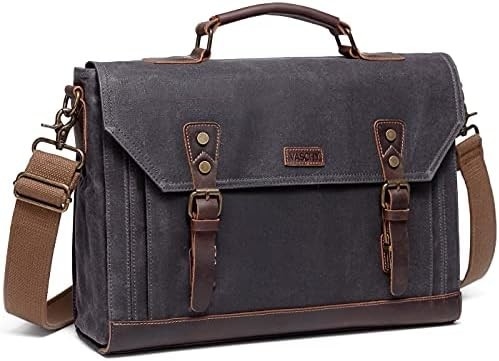 Sac de messagerie pour homme,Vintage toile de cuir toile d'ordinateur portable sac à main sac d'affaires.