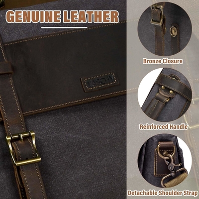Sac de messagerie pour homme,Vintage toile de cuir toile d'ordinateur portable sac à main sac d'affaires.