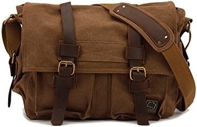 VINTAGE SECHUNK en cuir militaire toile L'ordinateur portable sac messager sacs moyen