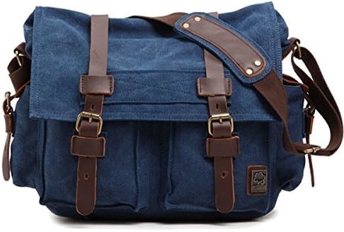VINTAGE SECHUNK en cuir militaire toile L'ordinateur portable sac messager sacs moyen