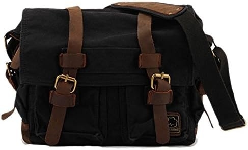 VINTAGE SECHUNK en cuir militaire toile L'ordinateur portable sac messager sacs moyen
