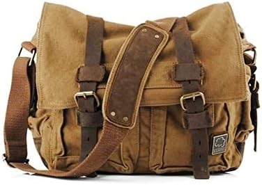 VINTAGE SECHUNK en cuir militaire toile L'ordinateur portable sac messager sacs moyen
