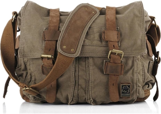 VINTAGE SECHUNK en cuir militaire toile L'ordinateur portable sac messager sacs moyen