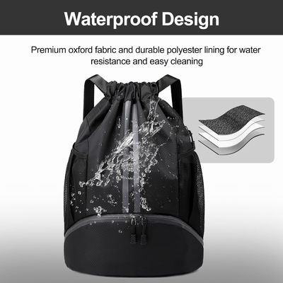 HOEDIA SPORTS ROCKPACK - SAUFETTE à cordes SPORT BAG GYM avec un compartiment chaussures et une poche imperméable à l'humidité pour femmes et hommes