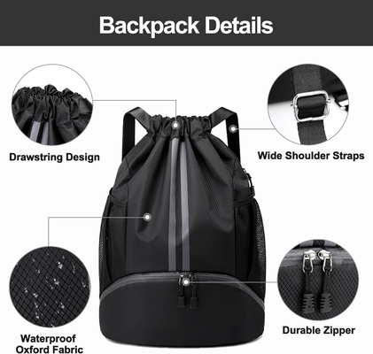 HOEDIA SPORTS ROCKPACK - SAUFETTE à cordes SPORT BAG GYM avec un compartiment chaussures et une poche imperméable à l'humidité pour femmes et hommes