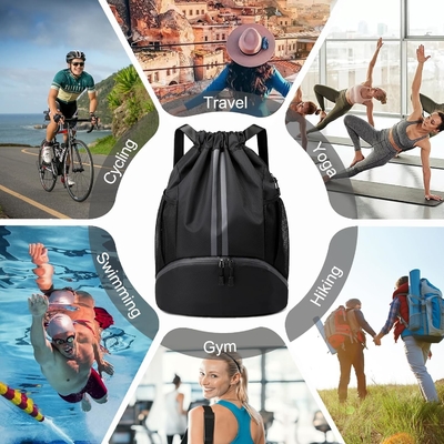 HOEDIA SPORTS ROCKPACK - SAUFETTE à cordes SPORT BAG GYM avec un compartiment chaussures et une poche imperméable à l'humidité pour femmes et hommes