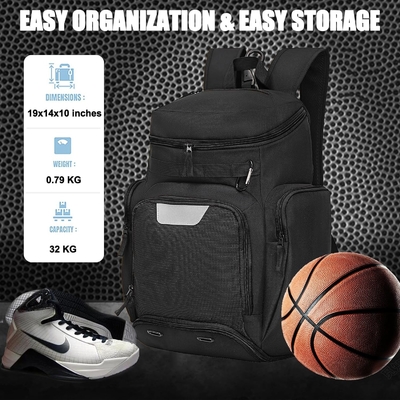 Sac à dos de basket-ball, sac de sport grand, sac de gym avec compartiment balle et compartiment chaussures pour magasiner chaussures de sport eau