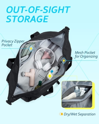 Sac de sport BAGSMART avec compartiment chaussures et poche mouillée, sac de sport léger, sac de voyage, C TO STORE chaussures de sport eau