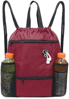 Le sac à dos à cordes pour hommes et femmes rouge