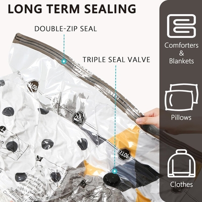 SUOCO 8 sacs de rangement à vide moyen, sacs d'économie d'espace avec pompe à main de voyage, sacs d'étanchéité à l'air de compression pour vêtements