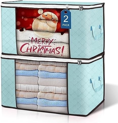 Sacs de rangement de 90L, 6 sacs de vêtements de rangement, bacs de rangement, organisateurs de placards pliables, conteneurs de rangement avec poignée renforcée
