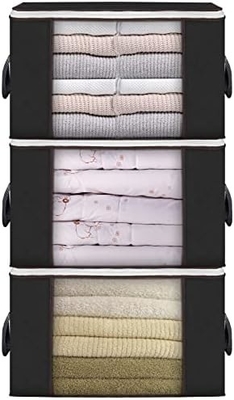 Sacs de rangement de 90L, 6 sacs de vêtements de rangement, bacs de rangement, organisateurs de placards pliables, conteneurs de rangement avec poignée renforcée