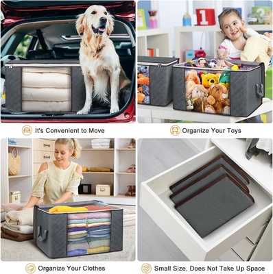 Sacs de rangement de 90L, 6 sacs de vêtements de rangement, bacs de rangement, organisateurs de placards pliables, conteneurs de rangement avec poignée renforcée