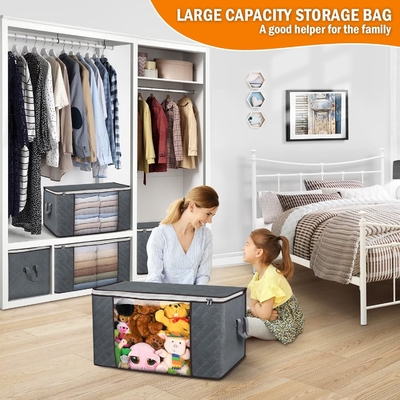 Sacs de rangement de 90L, 6 sacs de vêtements de rangement, bacs de rangement, organisateurs de placards pliables, conteneurs de rangement avec poignée renforcée