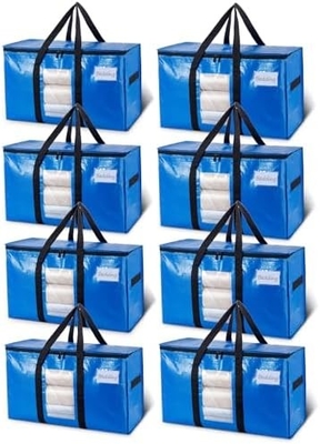 TAILI Sacs de déménagement extra-grands, 4 paquets de sacs lourds pour le stockage avec fenêtre visible, poignées enroulées, sac de rangement