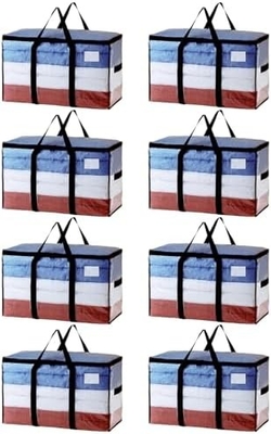 TAILI Sacs de déménagement extra-grands, 4 paquets de sacs lourds pour le stockage avec fenêtre visible, poignées enroulées, sac de rangement