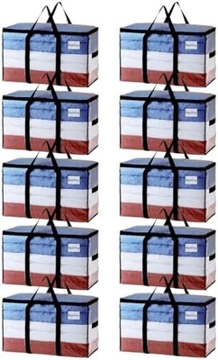 TAILI Sacs de déménagement extra-grands, 4 paquets de sacs lourds pour le stockage avec fenêtre visible, poignées enroulées, sac de rangement
