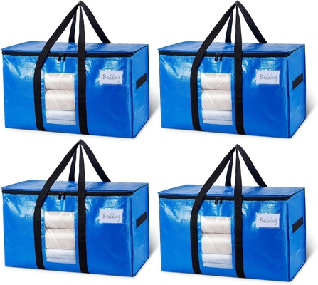 TAILI Sacs de déménagement extra-grands, 4 paquets de sacs lourds pour le stockage avec fenêtre visible, poignées enroulées, sac de rangement
