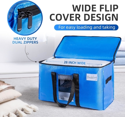 TAILI Sacs de déménagement extra-grands, 4 paquets de sacs lourds pour le stockage avec fenêtre visible, poignées enroulées, sac de rangement