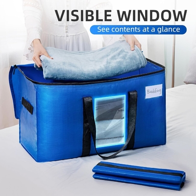 TAILI Sacs de déménagement extra-grands, 4 paquets de sacs lourds pour le stockage avec fenêtre visible, poignées enroulées, sac de rangement