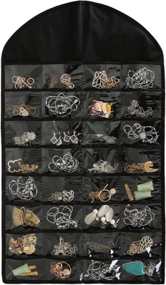 FORAINEAM 3 PACK HANGING JEWELRY ORGANIZER 32 poches 18 crochet et boucles collier porte-oreillets bracelet montre de bague
