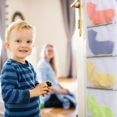 Organiseurs de chaussettes pour le lavage et le séchage, sacs de rangement pour organiser les chaussettes.