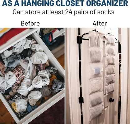 Organiseurs de chaussettes pour le lavage et le séchage, sacs de rangement pour organiser les chaussettes.
