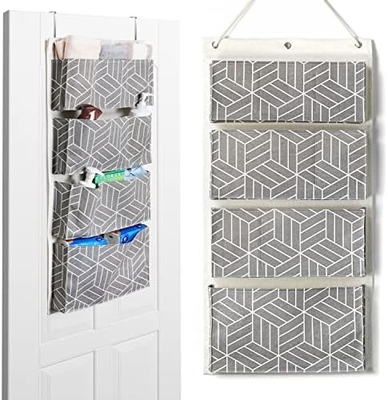 2pcs grand sac de rangement suspendu au mur, porte placard lin tissus poches organisateur, étanche pour le salon chambre à coucher