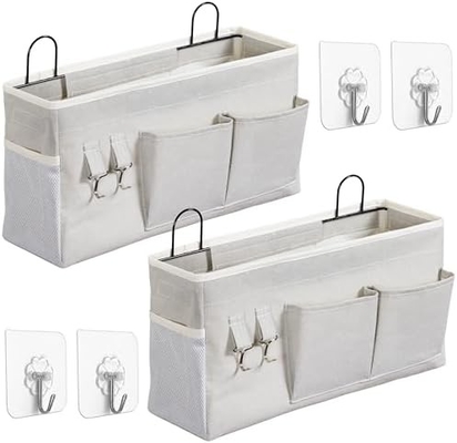 2pcs grand sac de rangement suspendu au mur, porte placard lin tissus poches organisateur, étanche pour le salon chambre à coucher
