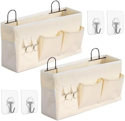2pcs grand sac de rangement suspendu au mur, porte placard lin tissus poches organisateur, étanche pour le salon chambre à coucher