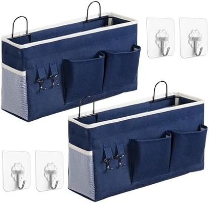 2pcs grand sac de rangement suspendu au mur, porte placard lin tissus poches organisateur, étanche pour le salon chambre à coucher