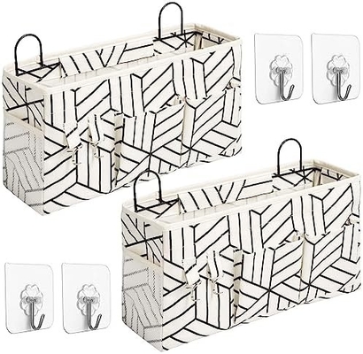 2pcs grand sac de rangement suspendu au mur, porte placard lin tissus poches organisateur, étanche pour le salon chambre à coucher