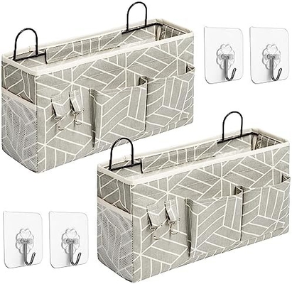 2pcs grand sac de rangement suspendu au mur, porte placard lin tissus poches organisateur, étanche pour le salon chambre à coucher