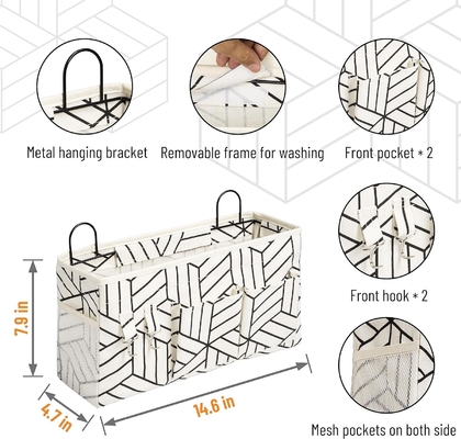 2pcs grand sac de rangement suspendu au mur, porte placard lin tissus poches organisateur, étanche pour le salon chambre à coucher